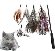 SUPVOX 6Pcs Cat Wand Interactive Sections Extendable Teaser with Fun Training Stick for Engaging Indoor Play Strengthen Bond with Cats