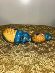 Pair South African Raku Pottery Figurines Signed Pig Rat
