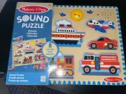 Melissa & Doug Vehicles Sound Puzzle Wooden Peg Puzzle with Sound Effects (8pcs)