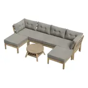 Livsip 6 Piece Outdoor Lounge Sofa Set Garden Furniture Dining Table Chairs Grey