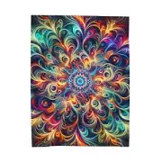 Velveteen Plush Blanket Kaleidoscopic Explosion Fractals DMT Psychedelic Decor