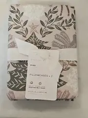 2 Pottery Barn Winter Solstice KING Pillowcases Deer Stag Snowflake Christmas