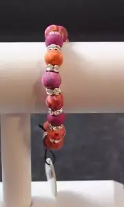 Jilzara Morocco Crystal Bracelet Polymer Clay Beads Handcrafted Artisan B12