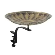 ACHLA African Daisy Birdbath with Rail Mount Bracket, Antique/Patina - BB-09-RM