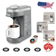 Compact Gray Coffee Maker for K Pods - Quick 3 Min Brewing & Easy Cleanup