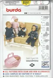 Burda Sewing Pattern 8591 Clothes 16"-18" & 20" to 22" Dolls Pants Top Carrier