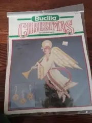 VTG Bucilla Christmas Treetop Angel & Ornaments Plastic Canvas Kit 61119 90s NIP