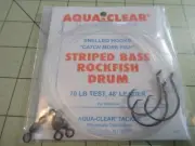 6 AQUA CLEAR STRIPED BASS 5/0 DEMON CIRCLE HOOK SNELLED 3PK RIGS ROCK FISH RIG