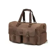 Tosca Waxed Canvas 65x25x27cm Duffle Weekender/Overnight Bag w/ Buckle Brown
