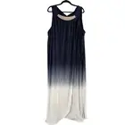 Catherine's Blue Ombré Pleated Tulip Hem Maxi Dress Women’s Size 4X NEW Krinkle
