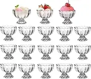 CHPINDAM Vintage Glass Dessert Bowls, Ice Cream cups, 5oz Dessert cups, for Sundae, Fruit, Ice Cream, Pudding, small snacks,Condiment (18)