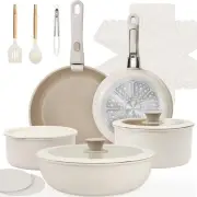 Ceramic Cookware Set, 20 Pack Nonstick Pots and Pans Set with Detachable Hand...