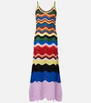 [La DoubleJ] La DoubleJ Chevron crochet cotton maxi dress UK 14 multicoloured