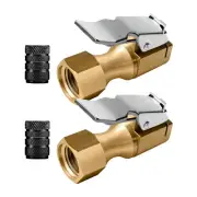 2/4Set Closed Flow Quick Lock-On Air Chuck w/ Clip for Tire Inflator Car Tool US