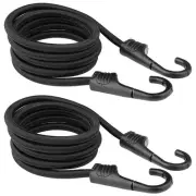 60 Inch Black Bungee Cords with Hooks Heavy Duty, 2 Pack