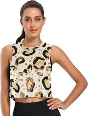 [ODAWA] Leopard Womens Crop Tops Short Tank Crop Tops Athletic Shirts for Women Sizes S-2XL
