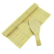7 in x 5 in Hand Roll Bamboo Sushi Mat Maker Roller W/ Rice Paddle Japanese