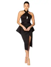 NEW & TAGS CURRENT SEASON Pilgrim “Raine” Black MIDI BOW Dress RRP $219.95 SZ 8