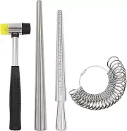 Ring Sizer Mandrel Measuring Tool Steel Ring Sizing Gauge Sizers Set Rubber Jewe