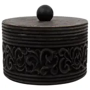 Willow & Silk Vintage Wooden 17cm Carved Trinket/Ornament/Jewellery Storage Box