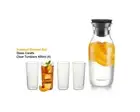 Tupperware Glass Carafe and 4 matching tumblers - Brand New