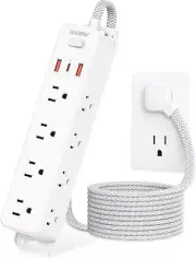 Surge Protector Power Strip with 12 Outlets and 3 USB Ports 1 USB C 5 Ft Braided