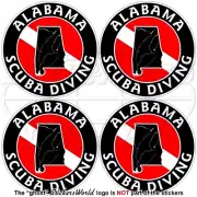 ALABAMA SCUBA DIVING Flag-Map Shape USA Circular Vinyl Stickers, Decals 50mm x4