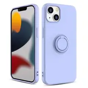 ZUSLAB Silicone Stand Case for iPhone 13 Mini 5.4" Magnetic Finger Ring Kickstand Bumper Protective Cover for Apple - Light Plum