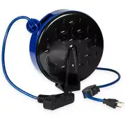 30Ft Retractable Extension Cord Reel with Breaker Switch & 3 Electrical Power...