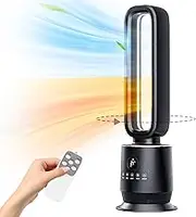 Yopower Portable Space Heater, 2000W Electric Bladeless Tower Fan Heaters Combo with 7 LED Light Color PTC Heating for Indoor Bedroom Large Room