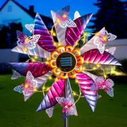 Solar Wind Spinner Metal Large Wind Sculpture LED Lights Patio Lawn Decoration