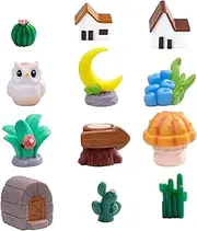 12 Pcs Fairy Garden Accessories Mini Lighthouse Water Well Bridge Miniature Bridge Figurines Pond Lawn Garden Ornament Figurines for DIY Craft Garden Decor(Classic Style)
