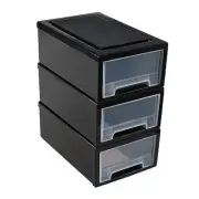6 Quart Plastic Stacking Storage Drawer Unit, Small Desktop Storage Drawers, 3