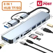 8 in1 USB-C 3.1 To Type-C USB 3.0 Hub SD TF OTG Adapter For Mac & All Laptops