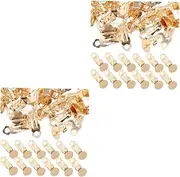 [TEHAUX] 2sets Gold Chunky Clip-on Earrings Non-pierced Jewelry for Women Teens Flat Back Earring Clips for Daily Wear 100pcs*2