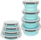 Blue Collapsible Bowls Silicone Food Storage Containers Silicone Camping Bowls w