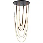 Telbix Lighting Mio 128W LED Hanging Leather Pendant Light - Black & Vegan Tan