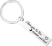 [YangQian] Gift Keychain I Love You to the Moon and Back Keychain Gifts for Mom Dad Daughter Son Boyfriend Girlfriend Wife Husband Present