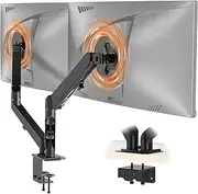 ZUMIST Dual Monitor Arm, Dual Monitor Stand Gas Spring, Ergonomic VESA Dual Monitor Mount, Swivel Dual Gaming Monitor Stand for 13-27” Screen (2-7KG), VESA 75/100mm with C-Clamp & Grommet Base