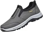[GHAKKE] 2024 Orthopedic Walking Shoes for Men Outdoor Hiking Shoes with Arch Support Waterproof Anti-Slip Slip On Loafers Lightweight Fashion Low-top Safety Sneakers(Gray,9.5)