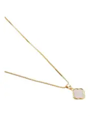 [Mocha] Pearl Clover Necklace in Light Gold