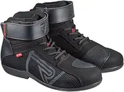 CURVE Rubi Motorcycle Boots Black/Grey | Women and Men | Microfibre | Road Use | Reinforcement Shifting, Red Details, Lacing, Non-Slip Sole, CE Approved
