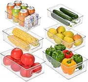 6 Pack Fridge Organizer Set, Clear Fridge Organiser Bins for Kitchen Storage & Organisation,Kitchen Sink Organiser & Pantry Storage Containers (6-Pack)