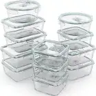 24-Pc Airtight Glass Food Storage Set - BPA Free, Leakproof Meal Prep Containers