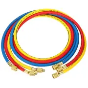 3pcs 1/4 SAE Refrigerant Charging Hose 4.9ft 600 PSI 3000 PSI Manifold Gauge