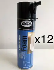 12 x GSA Expanding Foam 500ml Expanding Filling Insulating Sealing Soundproofing
