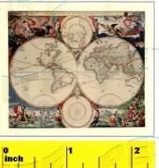 DOLLSHOUSE Miniature Antique 17th Century World Map Print - CDHM 1:12
