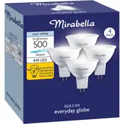 Mirabella LED GU5.3 6W 500Lm Cool White Light Globe 4 pack