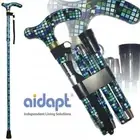 Folding & Extendable Patterned Walking Stick - Sea Colour Tile - *QUALITY* Blue