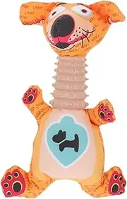 SUPVOX Puppy Chew Toy Cartoon Shaped Stuffed Toy for Pet Dog, Durable Plush Squeaky Toy for Puppies, Small Dogs, Cats, Orange, 11x6.7x3.5 Inches
